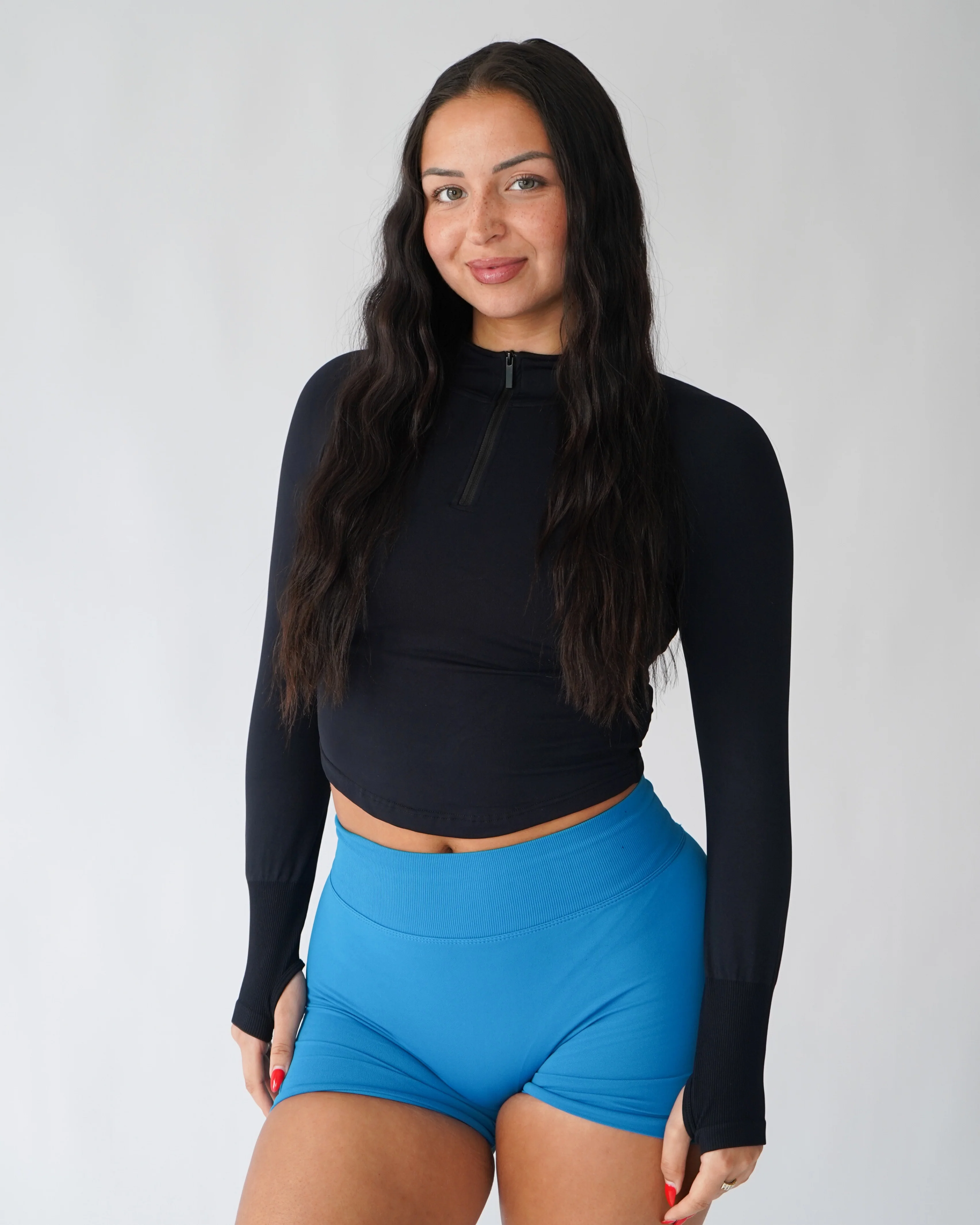 Ascend Cropped Quarter Zip - Black - Image 3