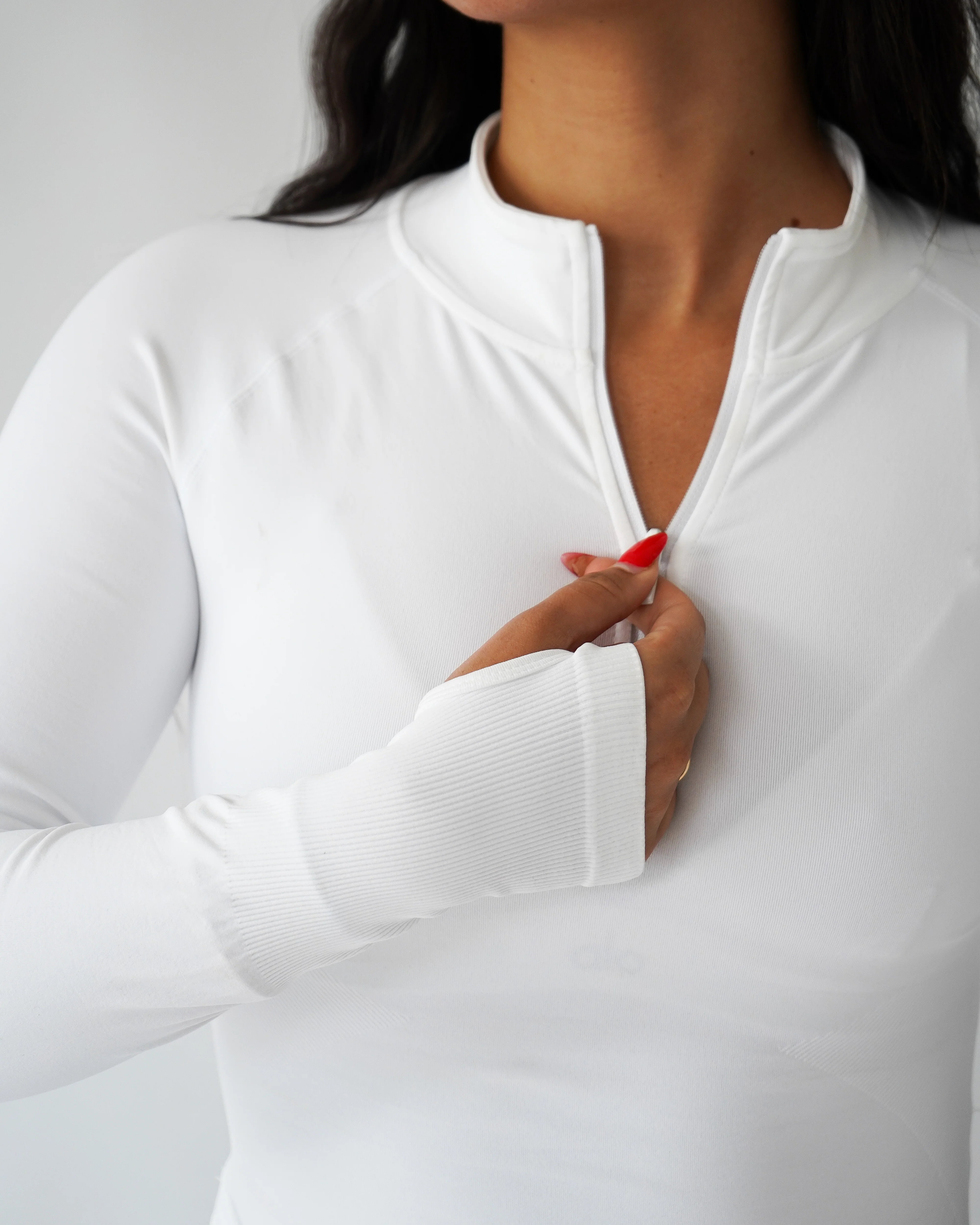 Ascend Cropped Quarter Zip - White - Image 3