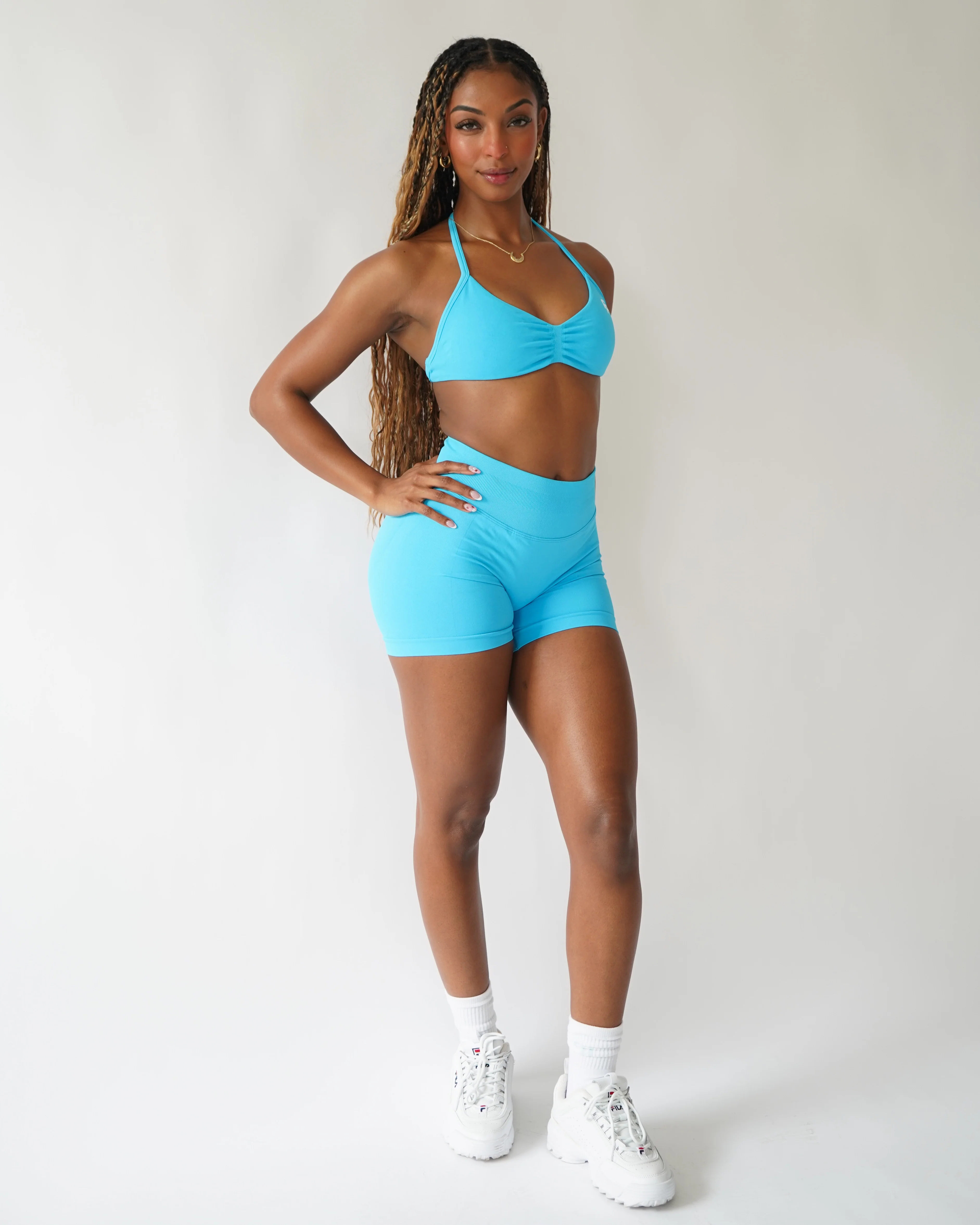 Ascend Halter Sports Bra - Aqua - Image 5