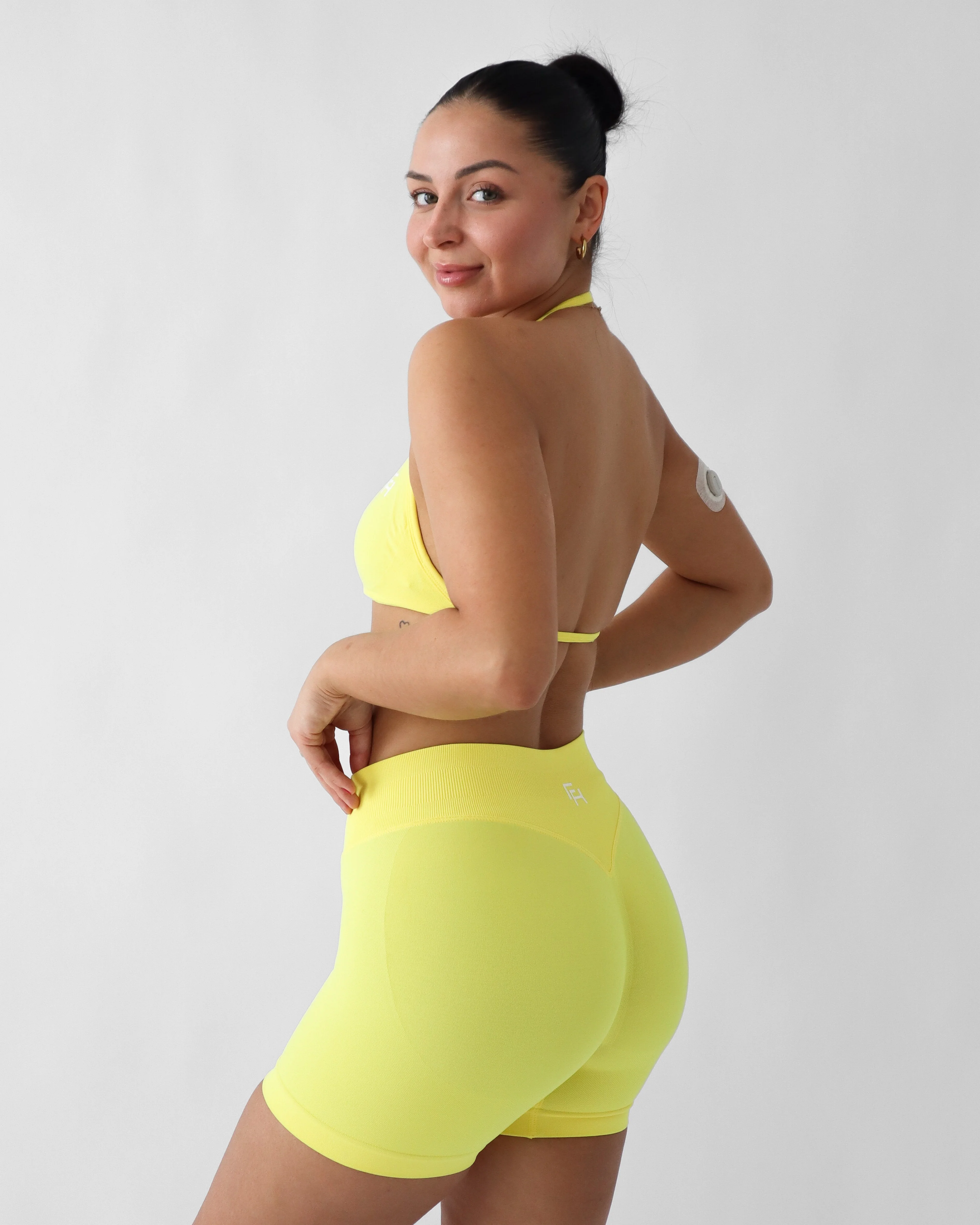 Ascend Halter Sports Bra - Lemon - Image 4