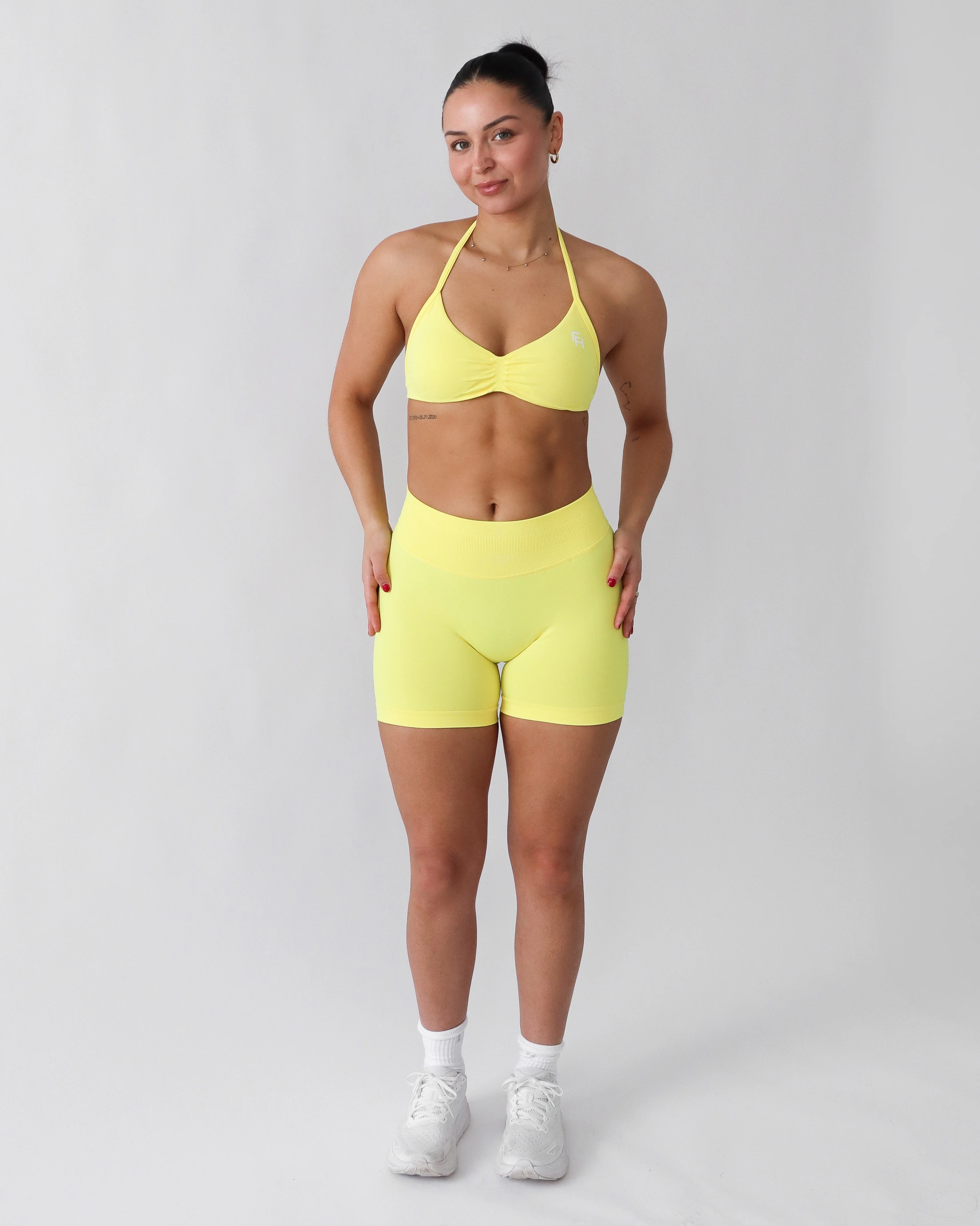 Ascend Halter Sports Bra - Lemon - Image 5