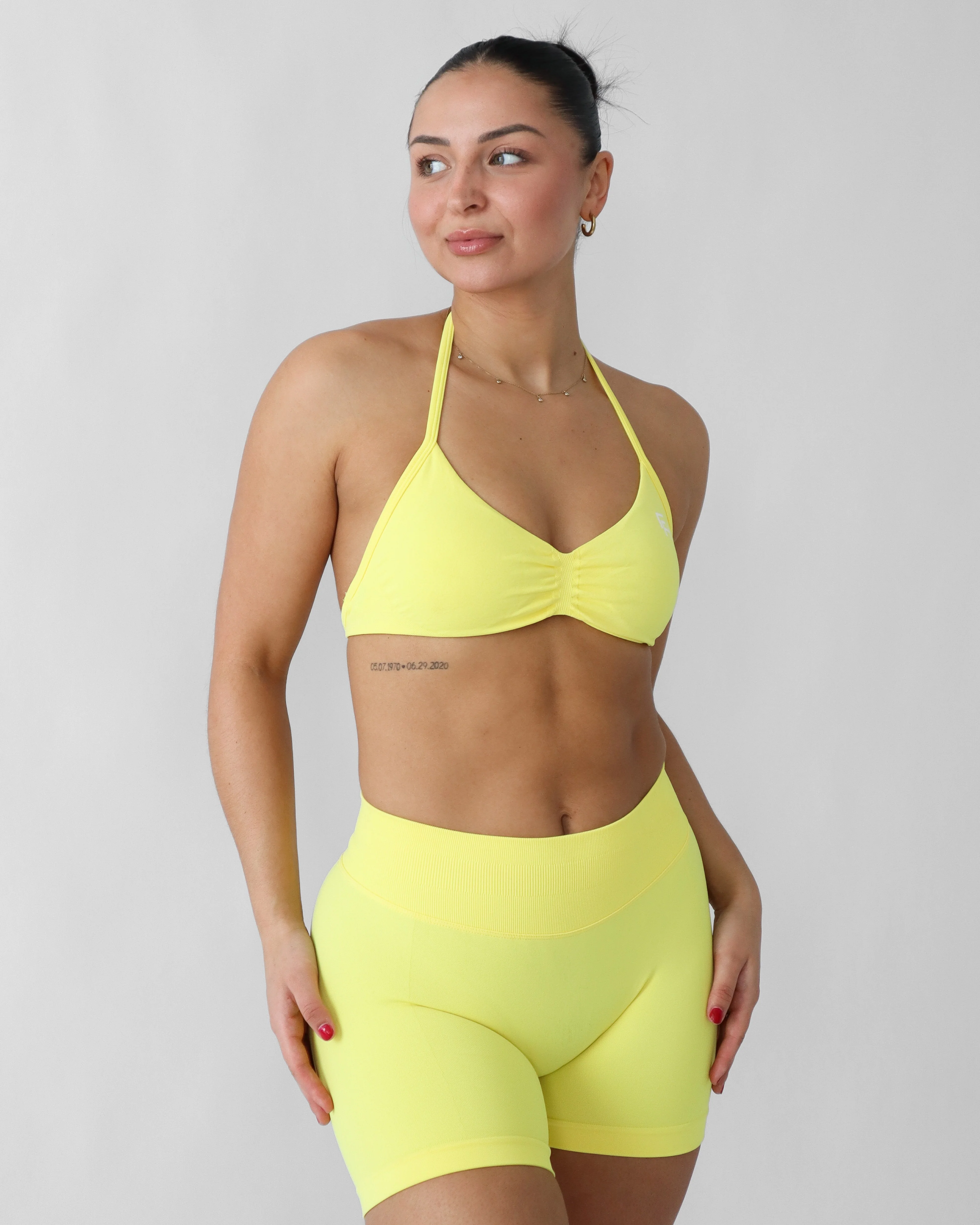 Ascend Halter Sports Bra - Lemon - Image 6