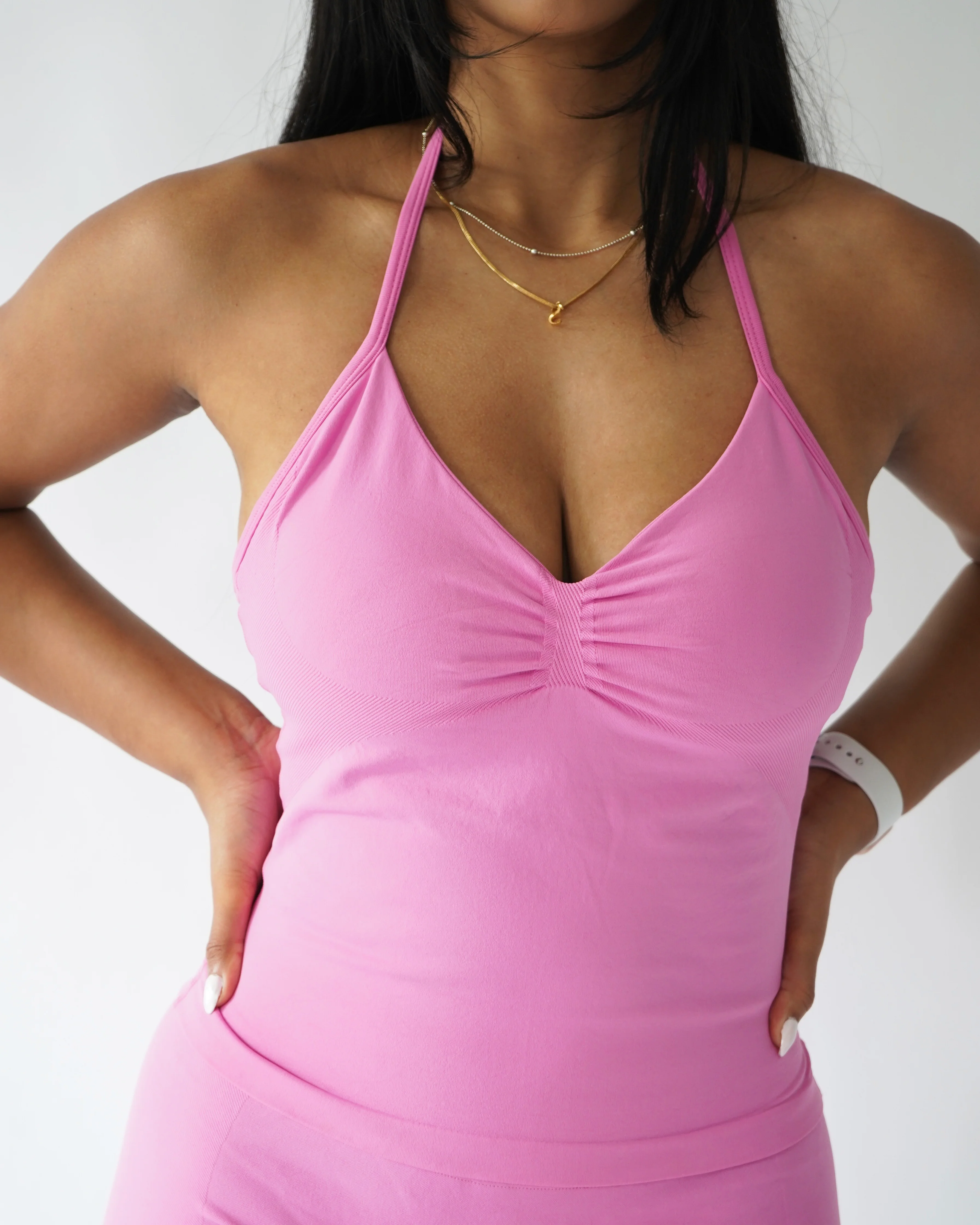 Ascend Halter Tank Top - Rose
