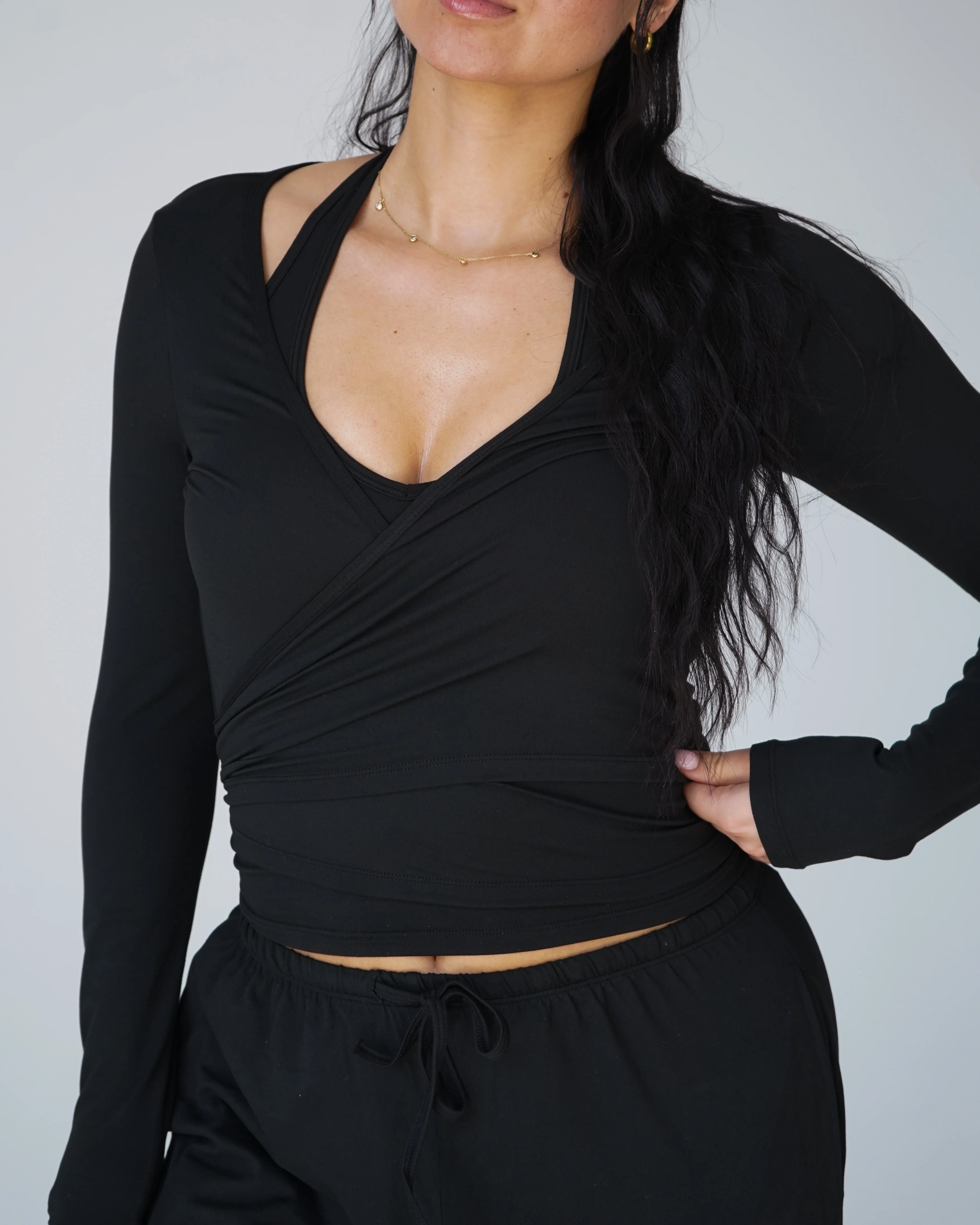 Cloud Ballet Wrap Top - Black - Image 4