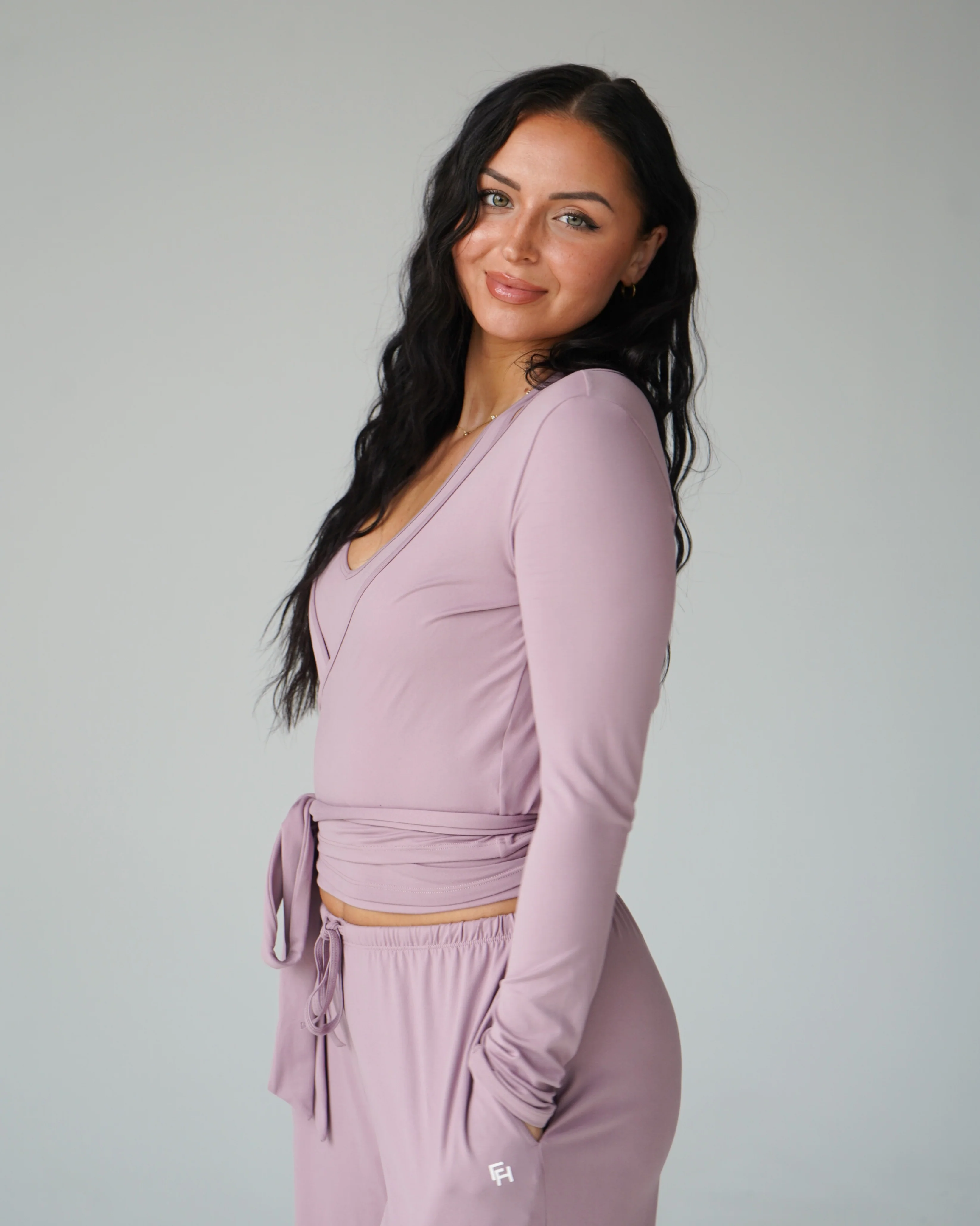 Cloud Ballet Wrap Top - Mauve - Image 3