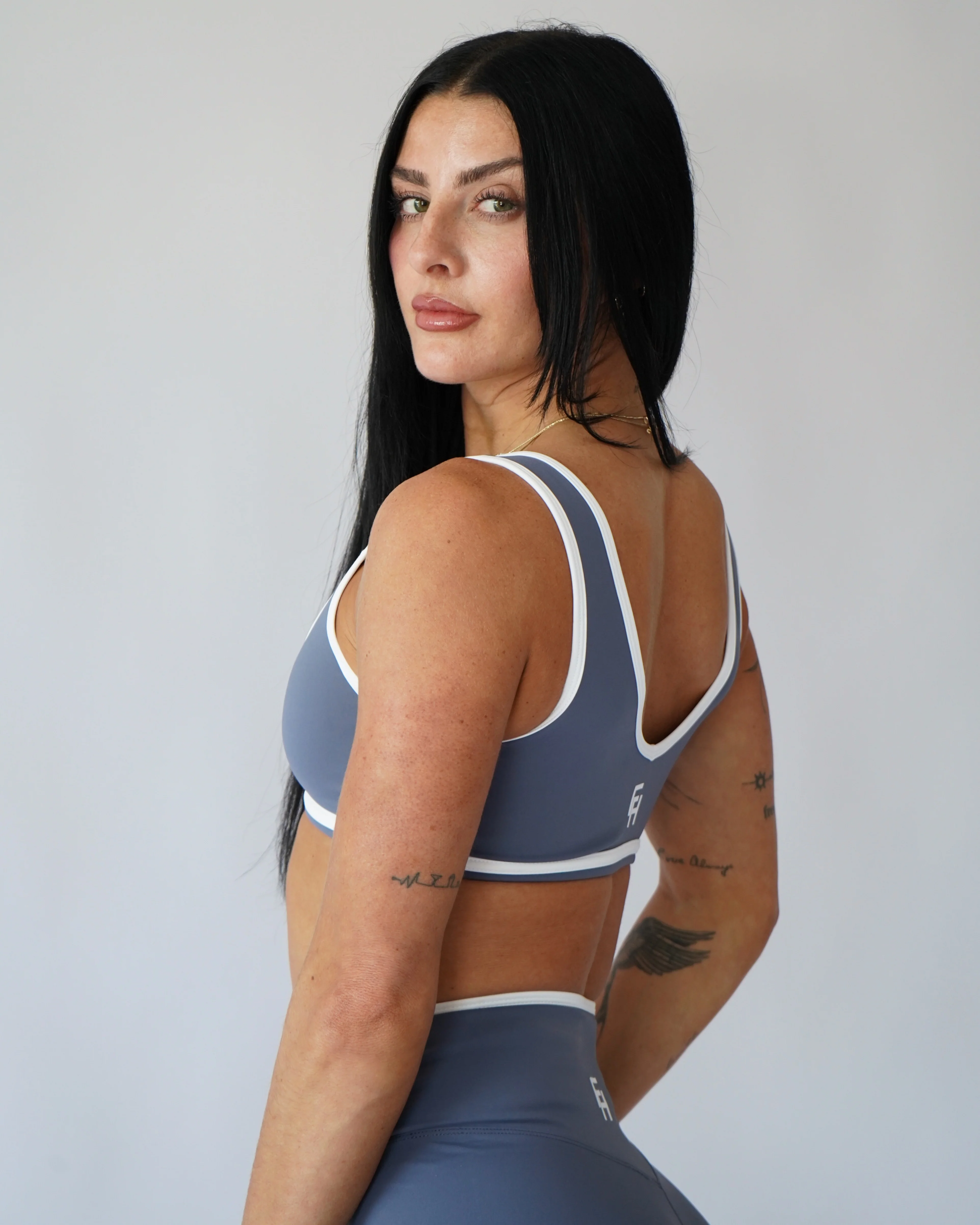 Contrast Sports Bra - Vintage Navy - Image 6