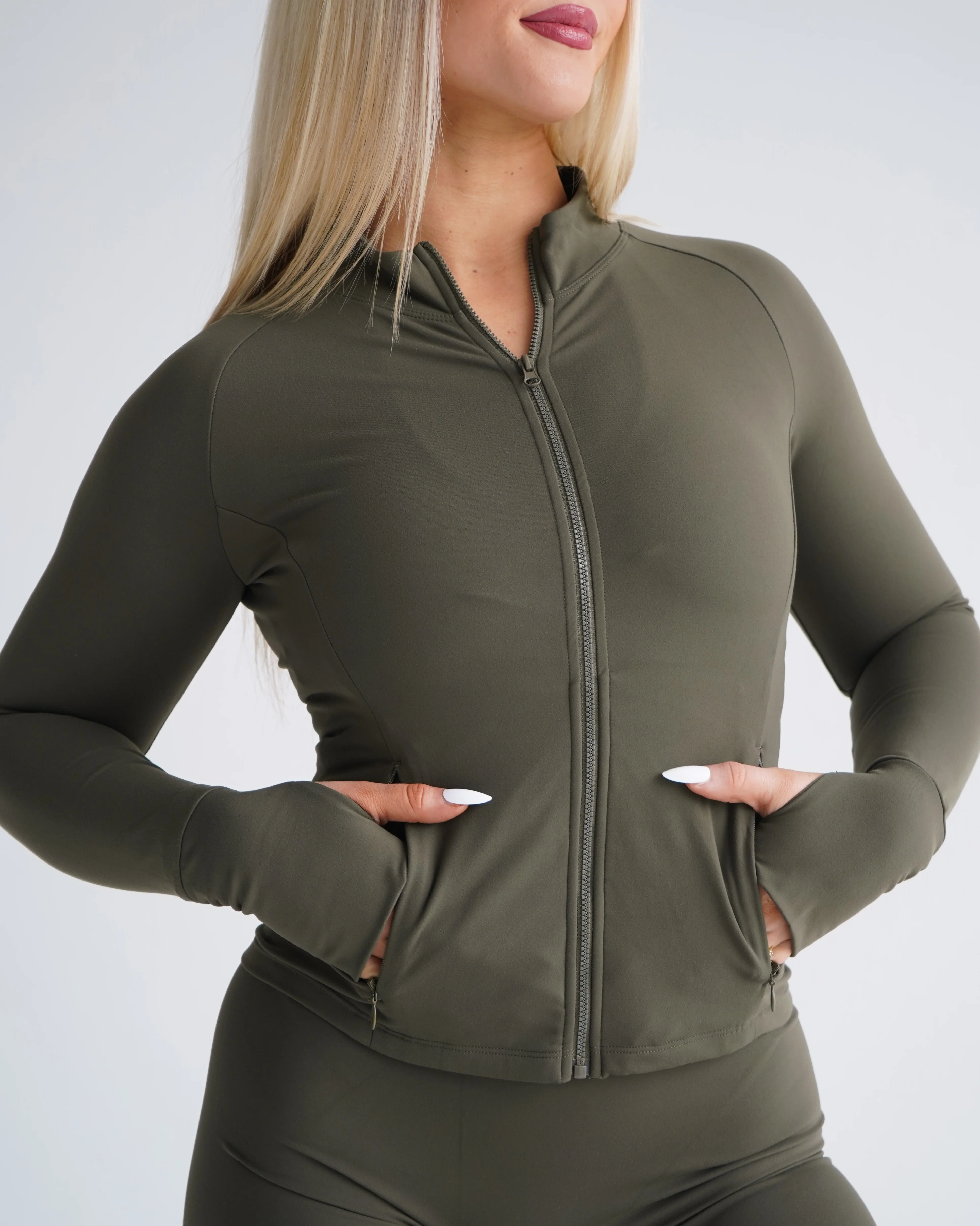 Hatha Sculpt Zip Jacket - Pine - Image 4