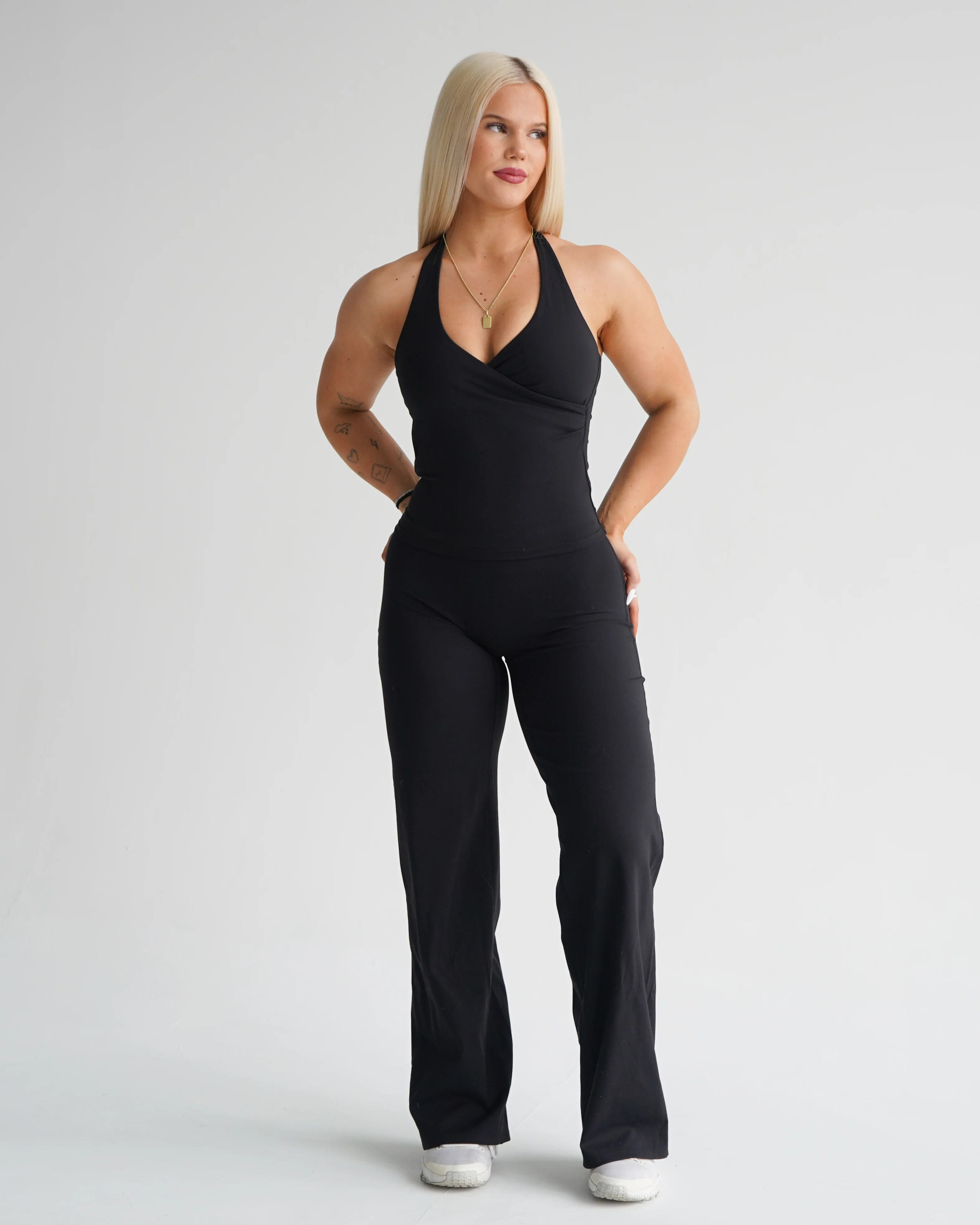 Hatha V-Neck Halter Tank - Black - Image 2