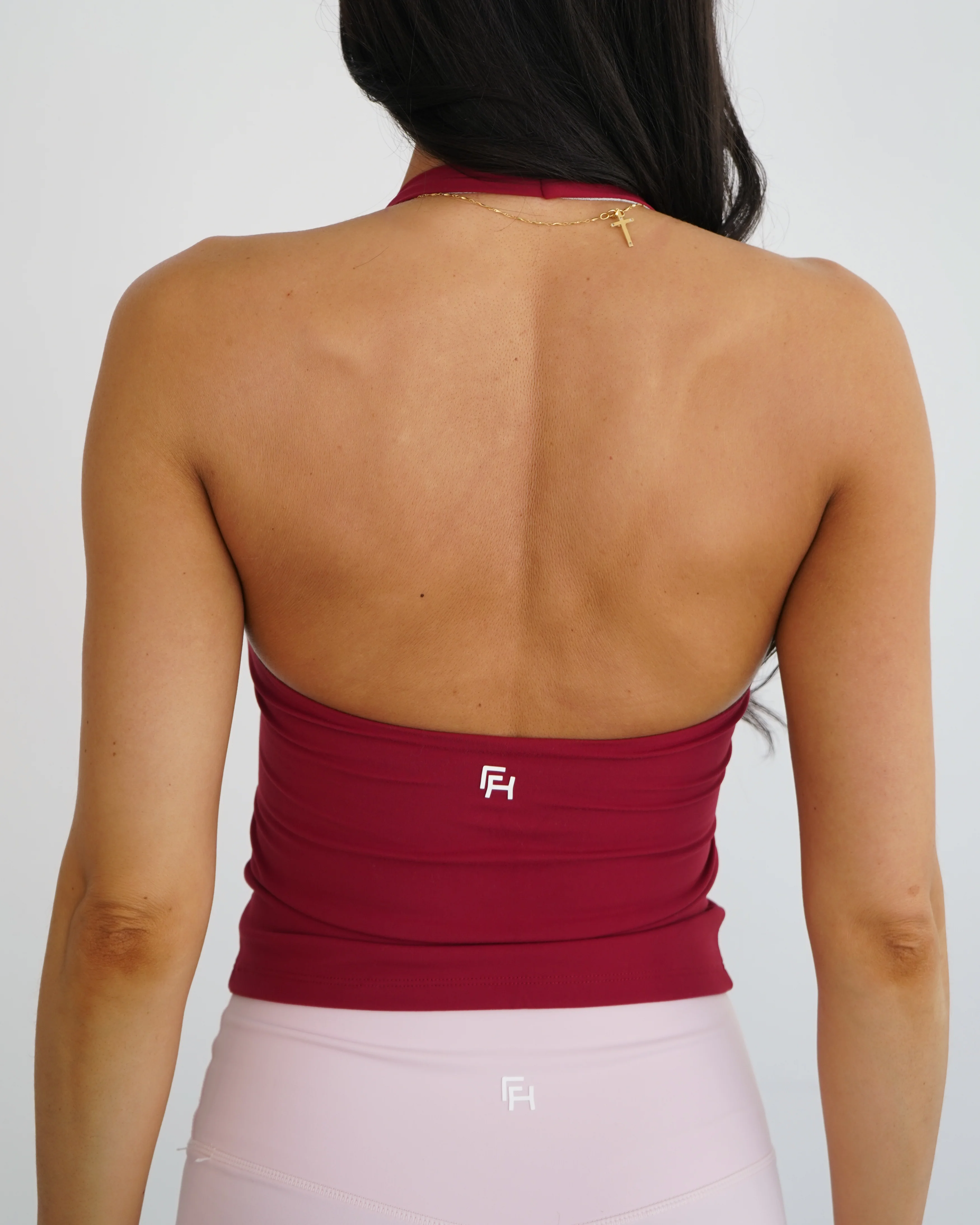Hatha V-Neck Halter Tank - Merlot - Image 4