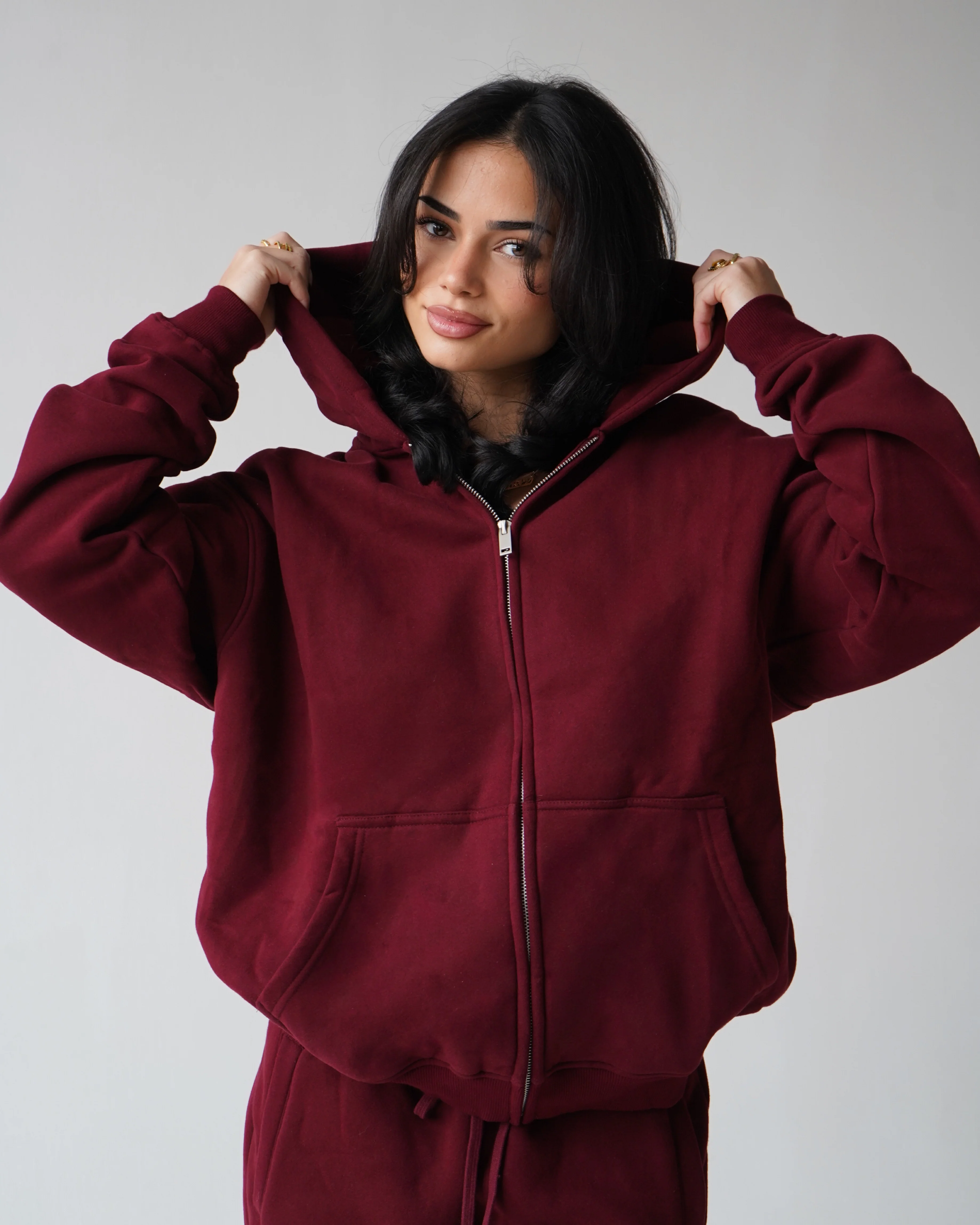 Reset Zip-Up Hoodie - Burgundy - Image 3