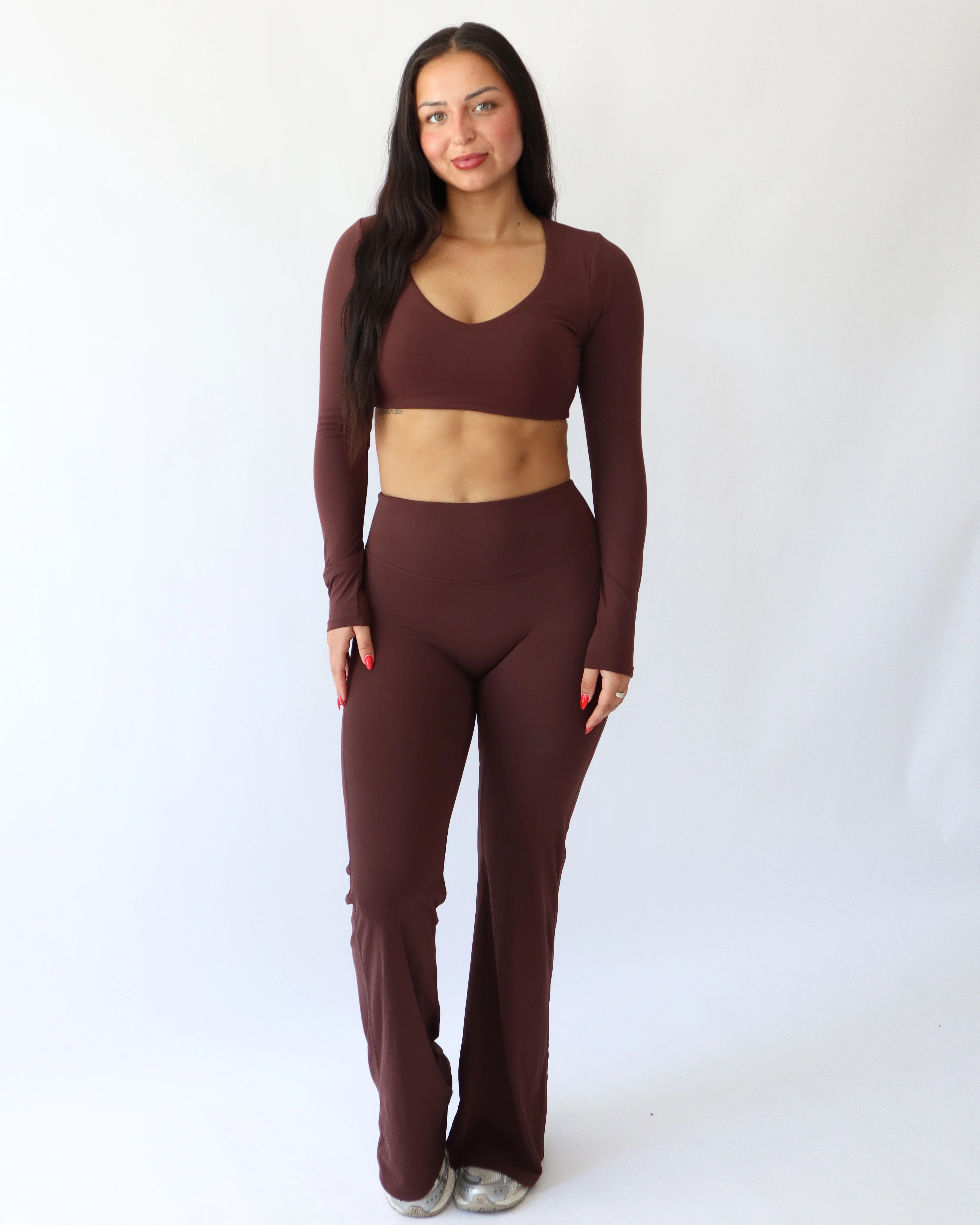 UltraSoft Mid Rise Flare Leggings - Espresso - Image 3